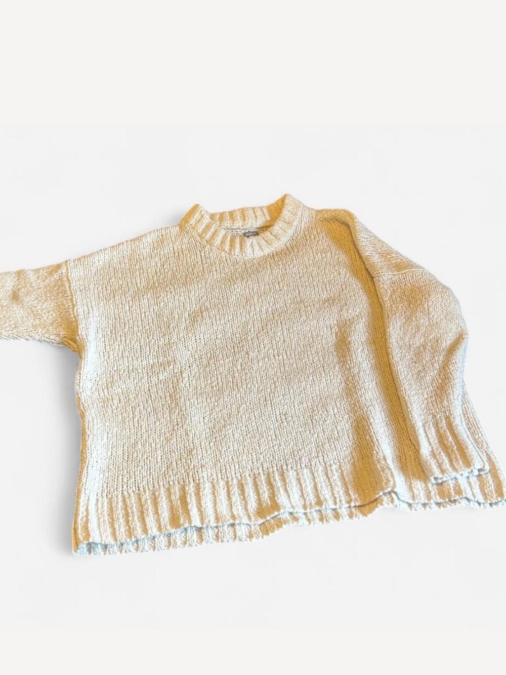 aerie Cream Boxy Crewneck Sweater
